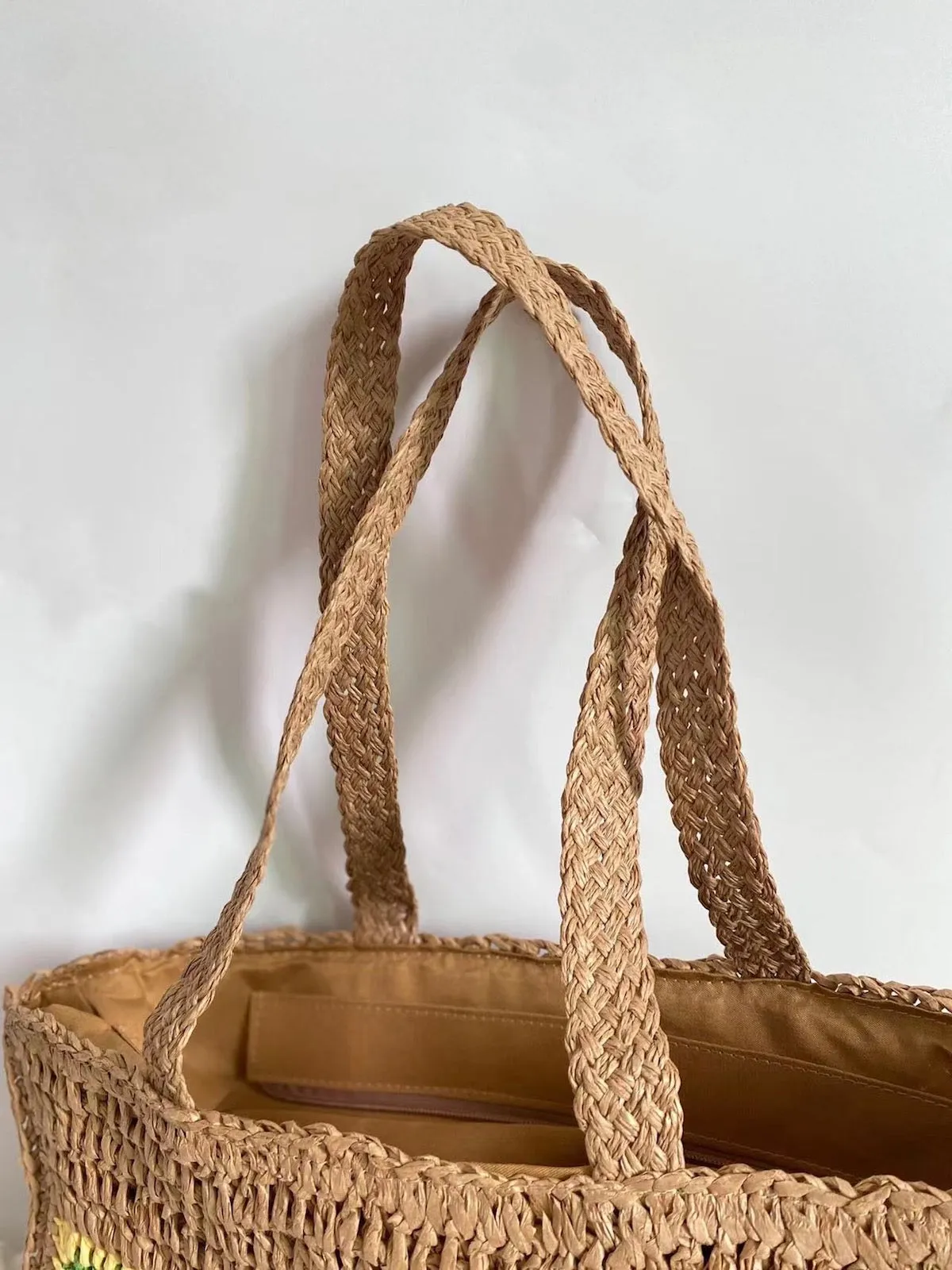 Elena Handbags Granny Patch Large Straw Summer Tote