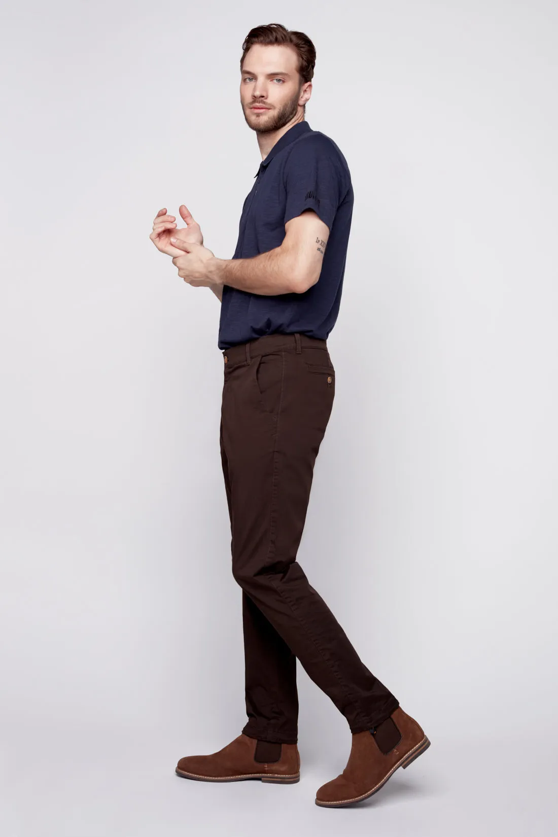 ELTON -  Slim Fit Chinos (Convertible Joggers) - Brown