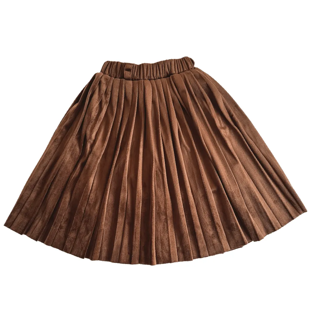 Entertainment Value Brown Velvet Pleated Skirt