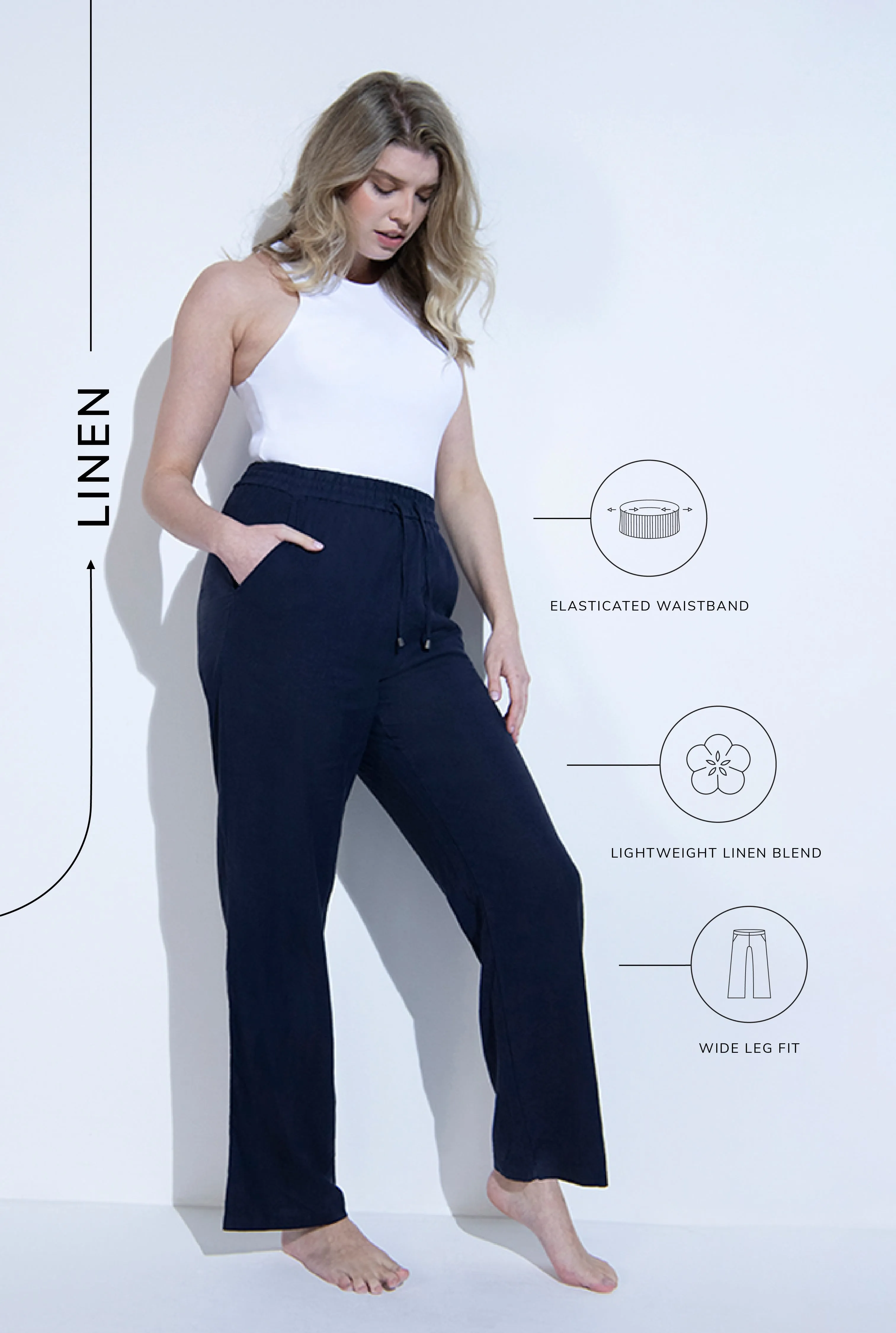 Everyday Linen Trousers - Navy