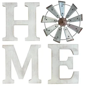 Farmhouse Wall Decor -  Rustic Metal Windmill, Vintage