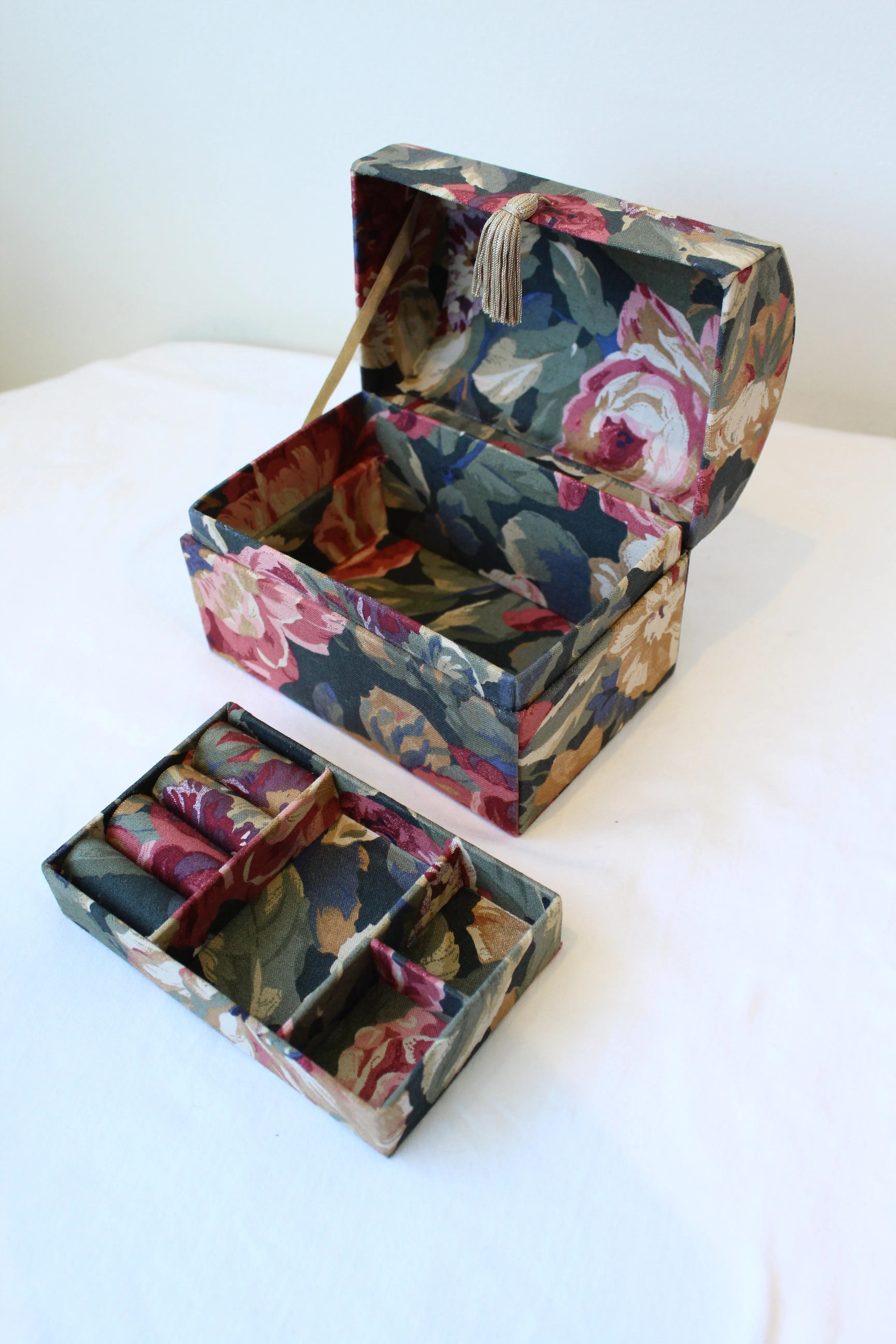 Floral Fabric Covered Jewellery Box