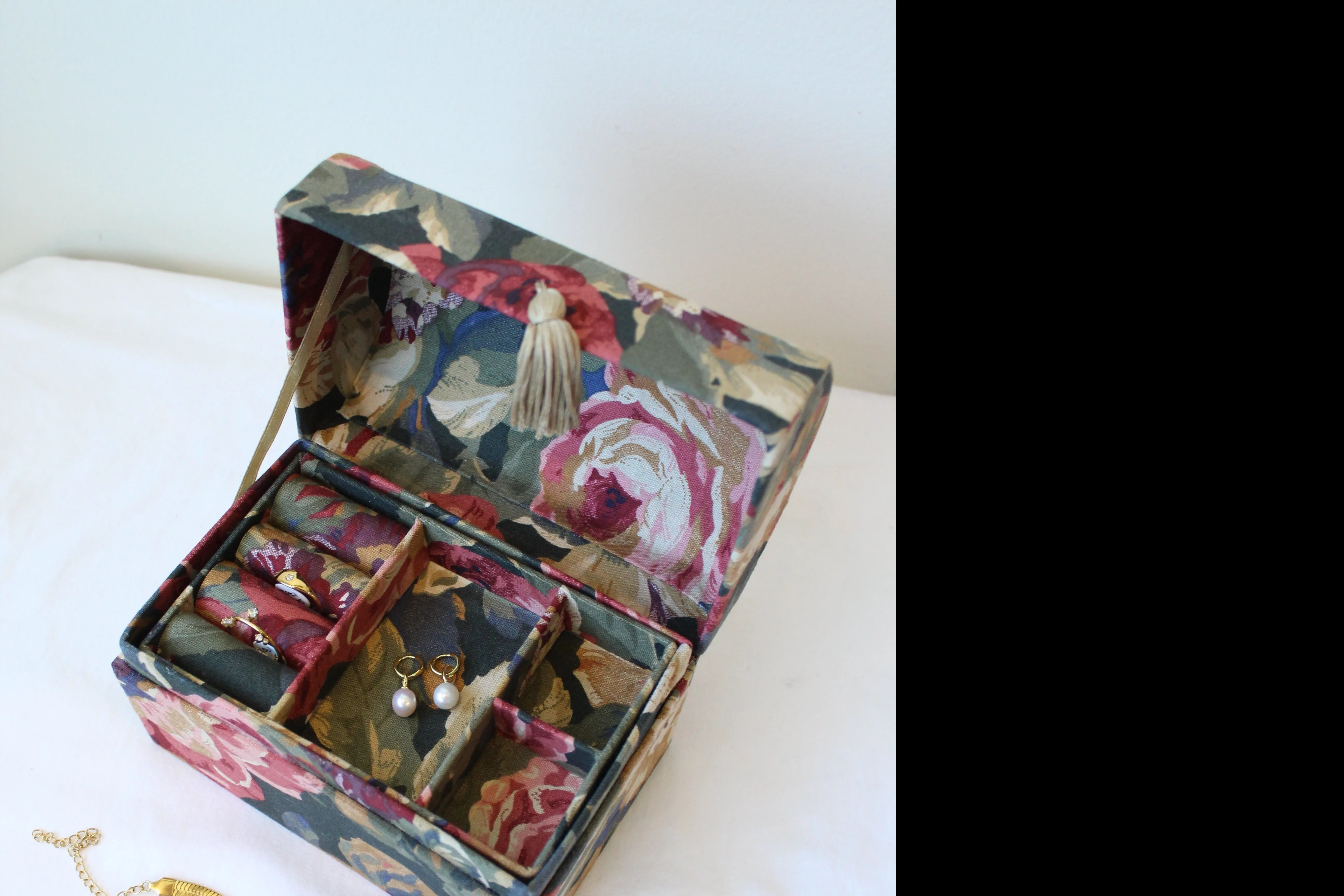 Floral Fabric Covered Jewellery Box