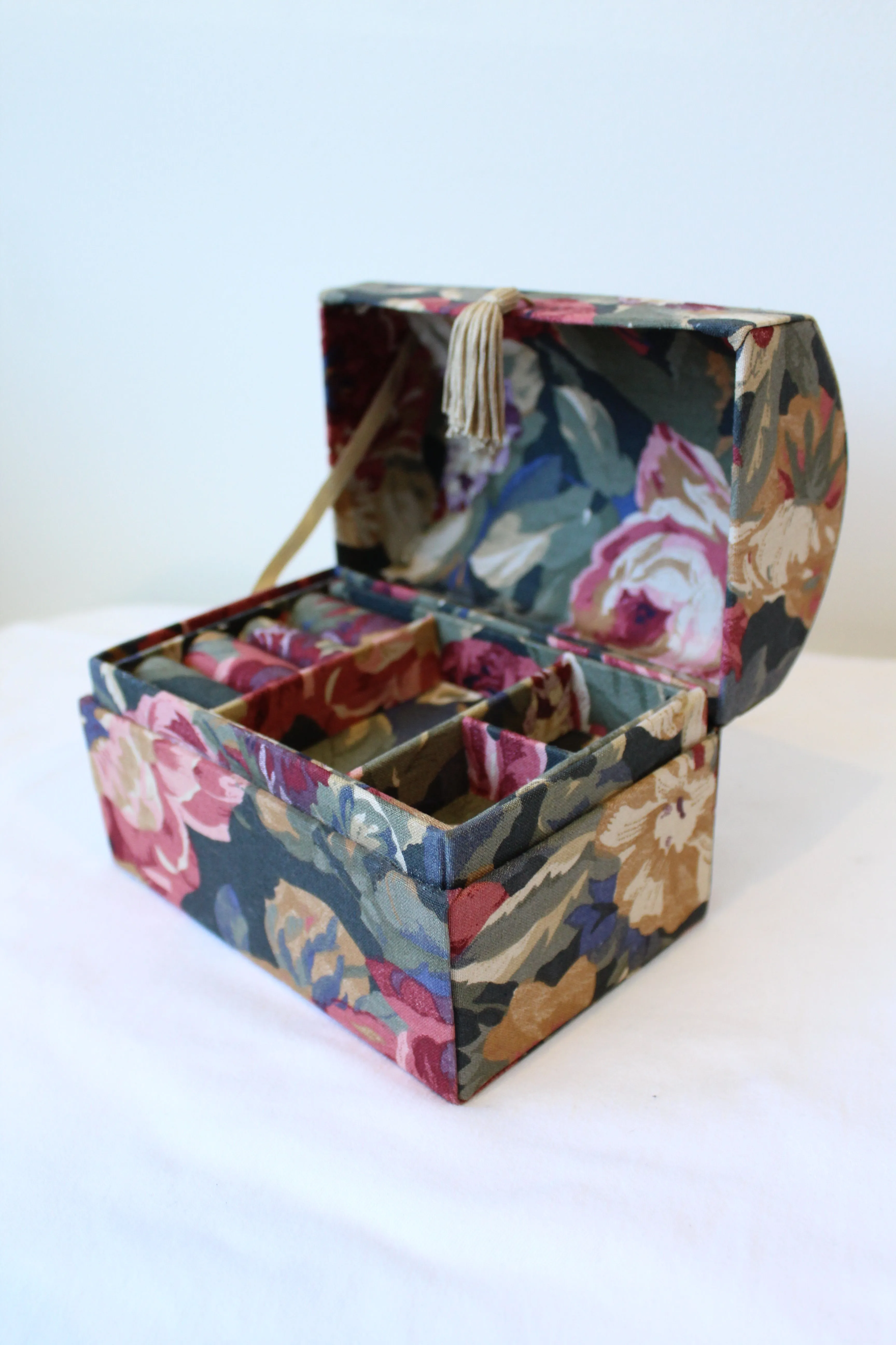 Floral Fabric Covered Jewellery Box