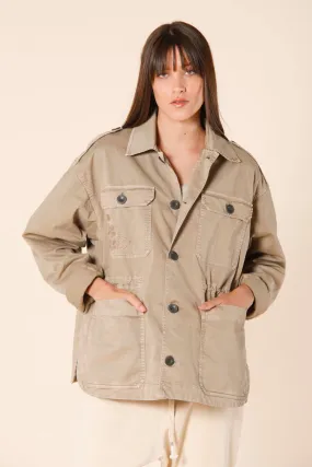 Florance woman's field jacket in twill with embroidery on the pocket