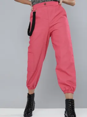 Fuchsia Hip-Hop Streetwear Cargo Pants