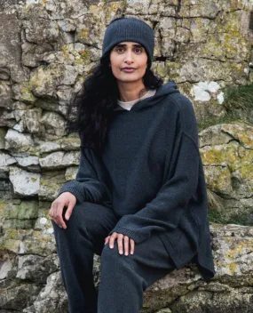 Geraldine Recycled Cotton and Wool Hoodie in Black