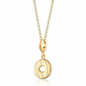 Gold Plated Party Ring Necklace with White Enamel