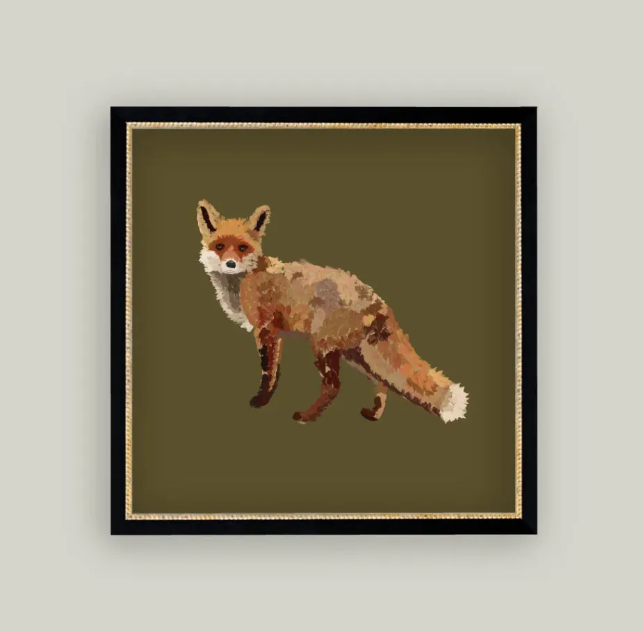 Green Fox Framed Art