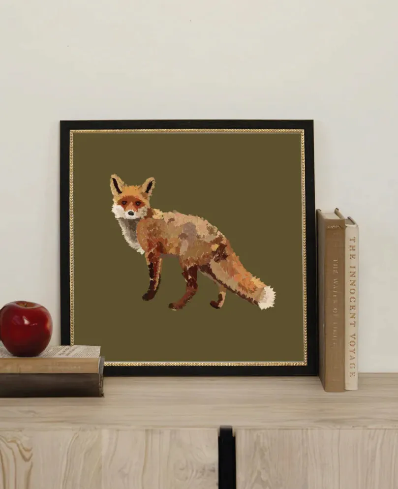 Green Fox Framed Art