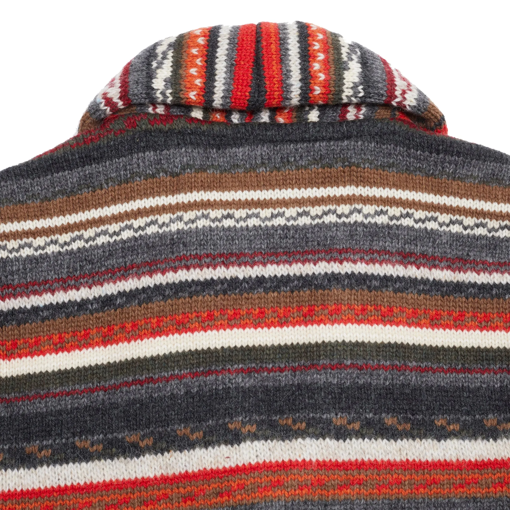 GRP Casa Isaac Folk Shawl Collar Cardigan in Multicolour Stripe