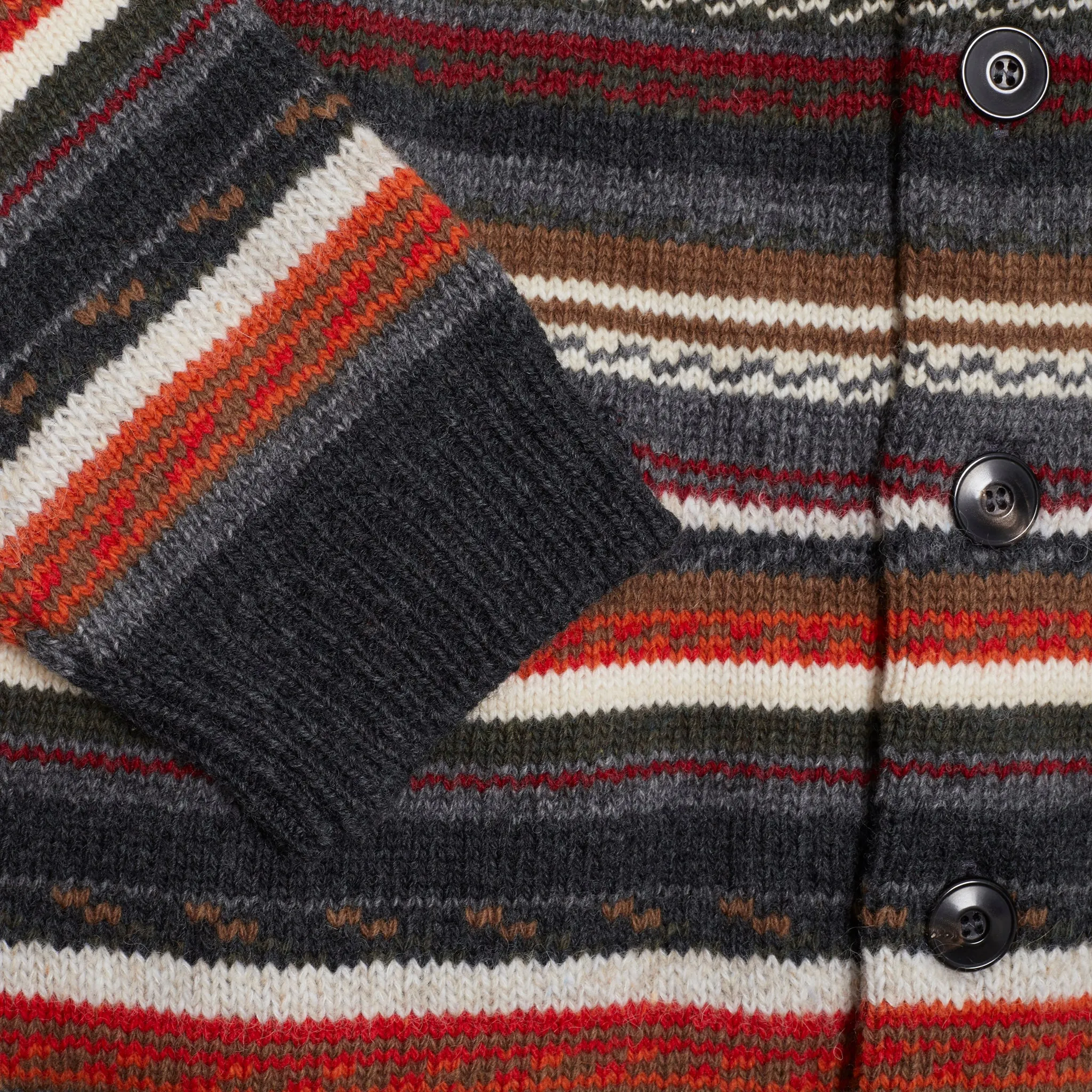 GRP Casa Isaac Folk Shawl Collar Cardigan in Multicolour Stripe