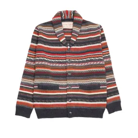 GRP Casa Isaac Folk Shawl Collar Cardigan in Multicolour Stripe