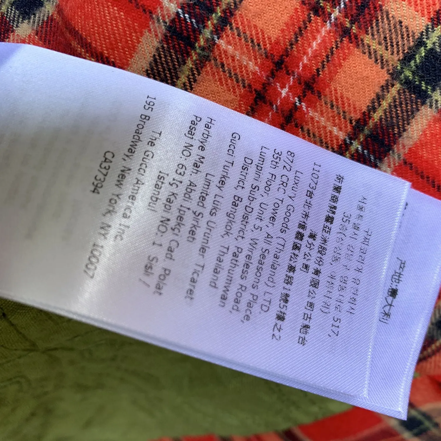 Gucci Beige Red Floral and Tartan Check Print Quilted Blanket