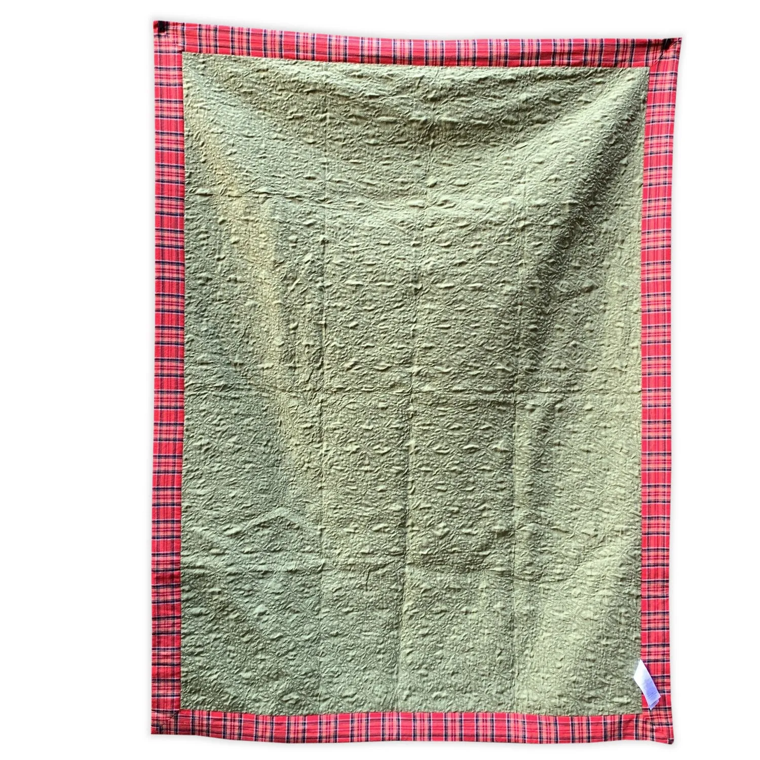 Gucci Beige Red Floral and Tartan Check Print Quilted Blanket