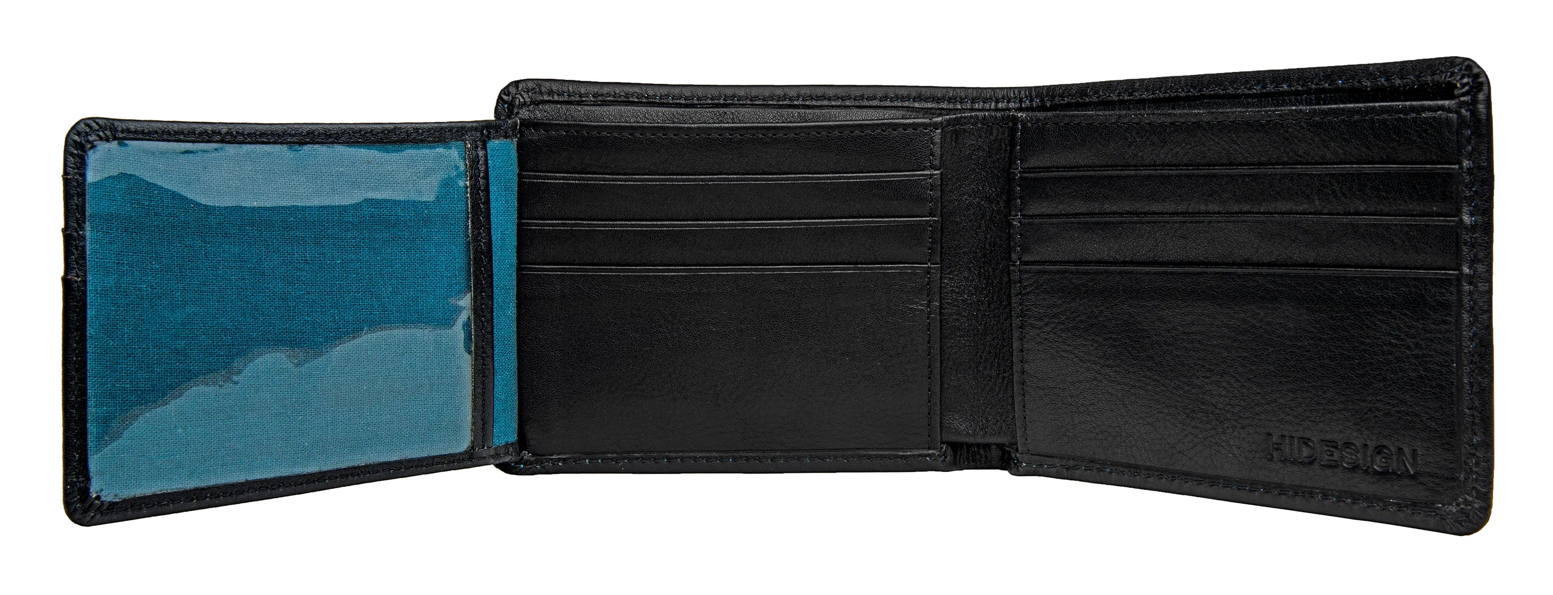 Hidesign Angle Stitch Leather Multi-Compartment Leather Wallet Black