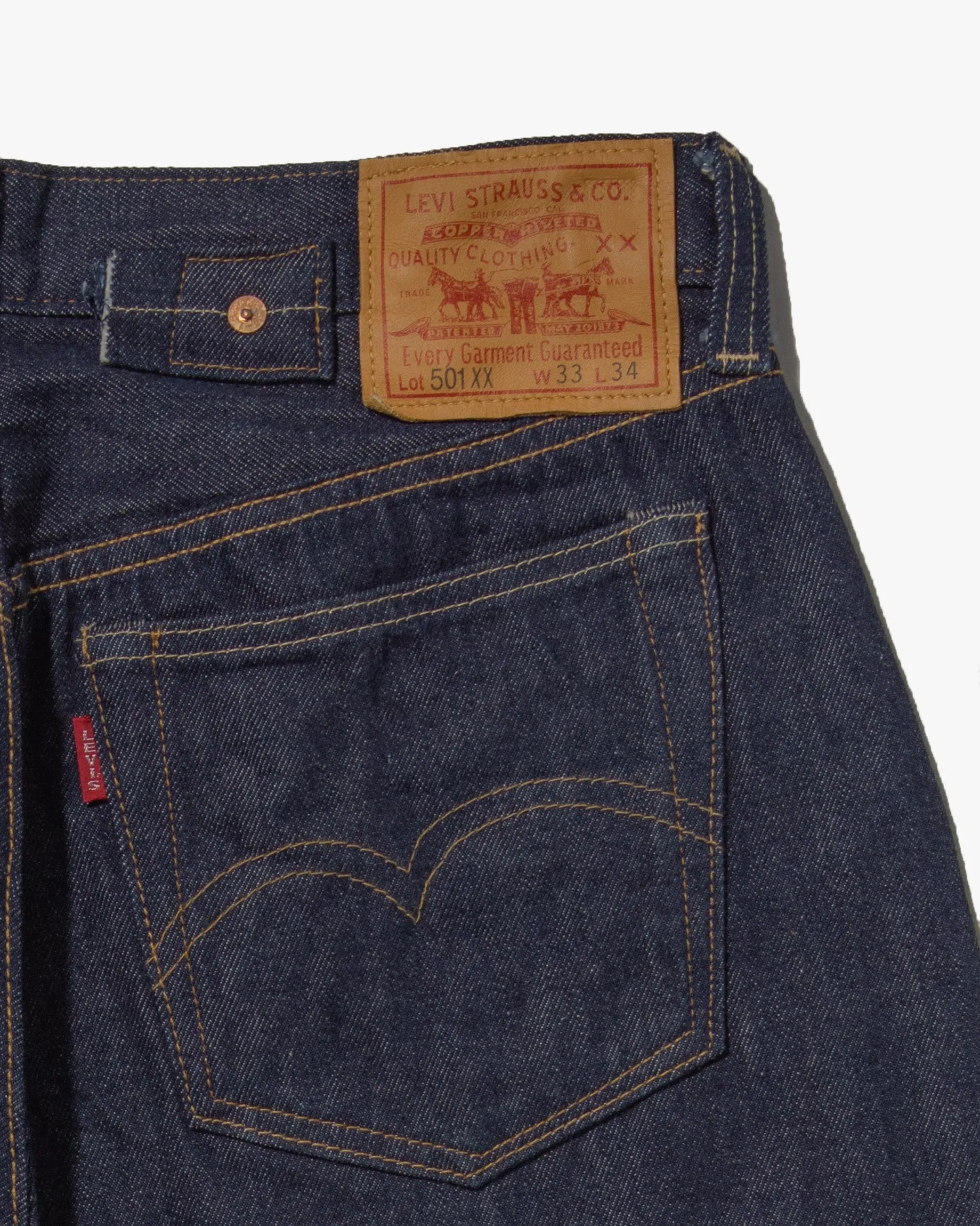 Japanese Repro Selvedge Denim Jeans, Levi's Brand - Blue Jeans 33 x 34