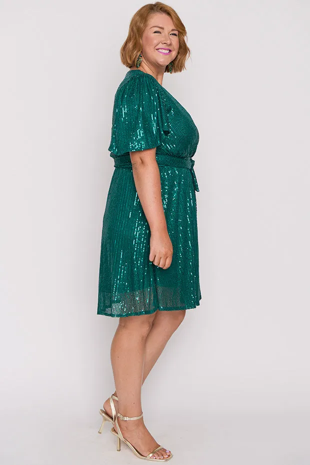 Juliette Emerald Sequins Party Dress