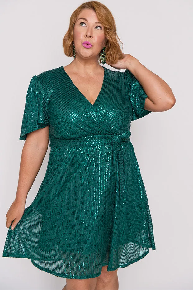 Juliette Emerald Sequins Party Dress