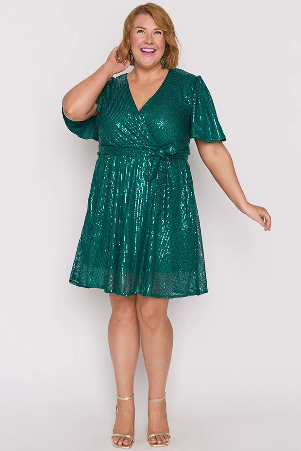 Juliette Emerald Sequins Party Dress