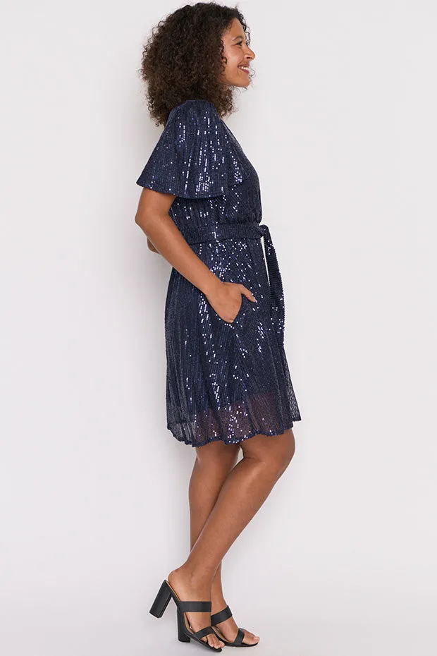 Juliette Navy Sequins Party Dress