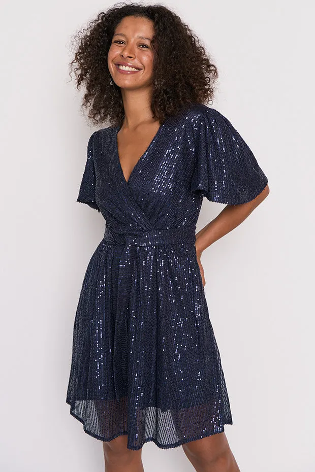 Juliette Navy Sequins Party Dress