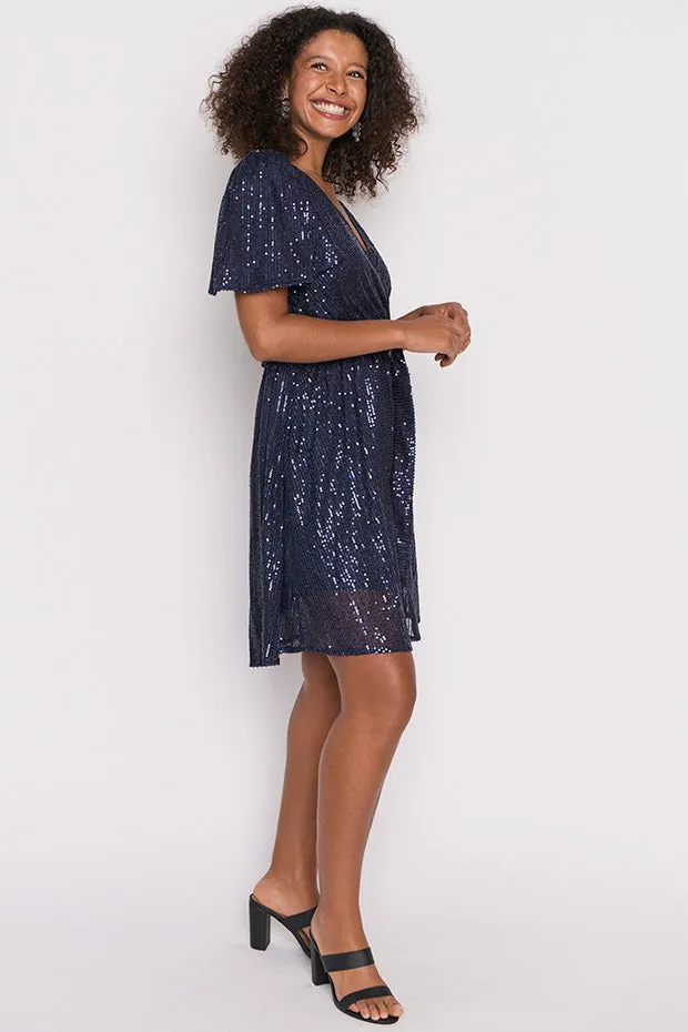 Juliette Navy Sequins Party Dress