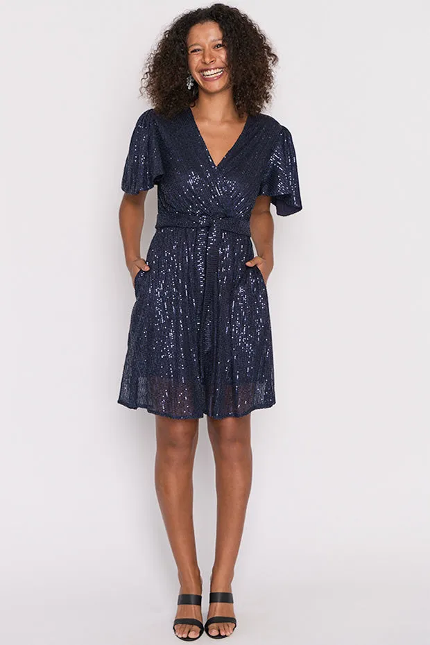 Juliette Navy Sequins Party Dress