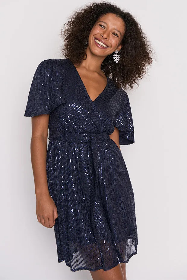 Juliette Navy Sequins Party Dress