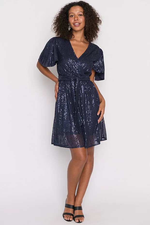 Juliette Navy Sequins Party Dress