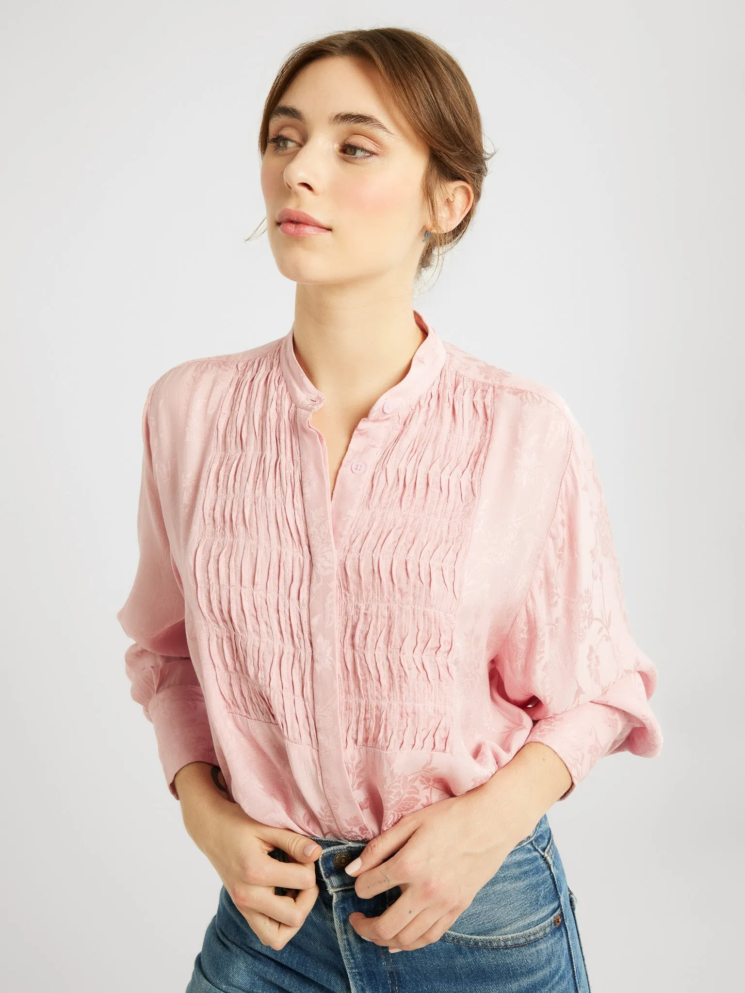 Keaton Top in Pink Jacquard