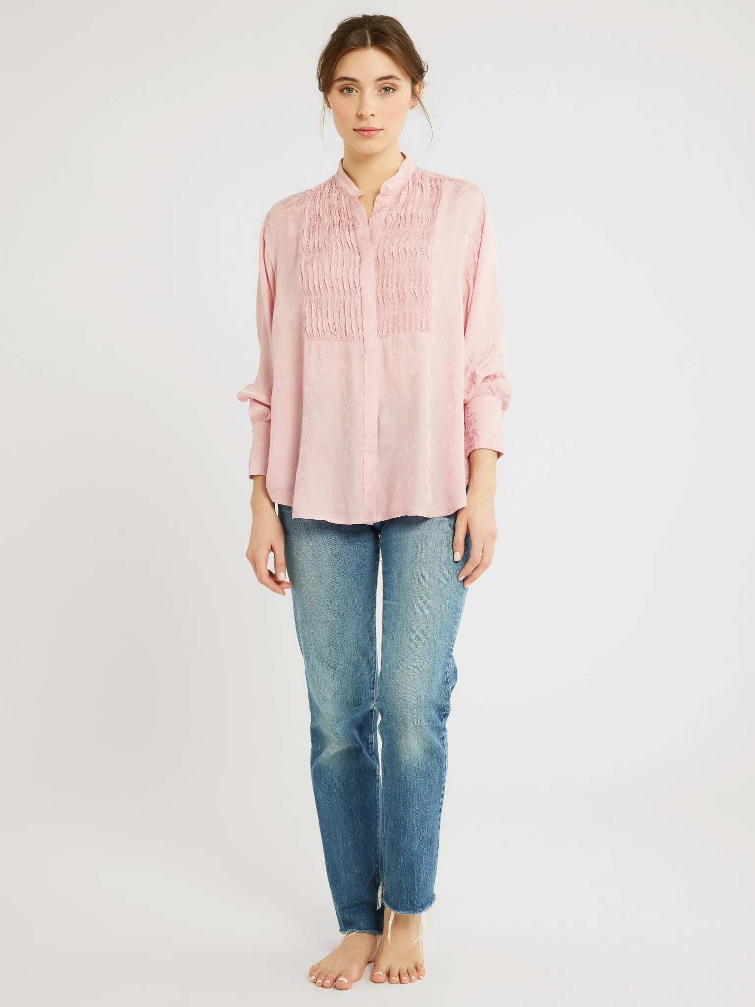 Keaton Top in Pink Jacquard