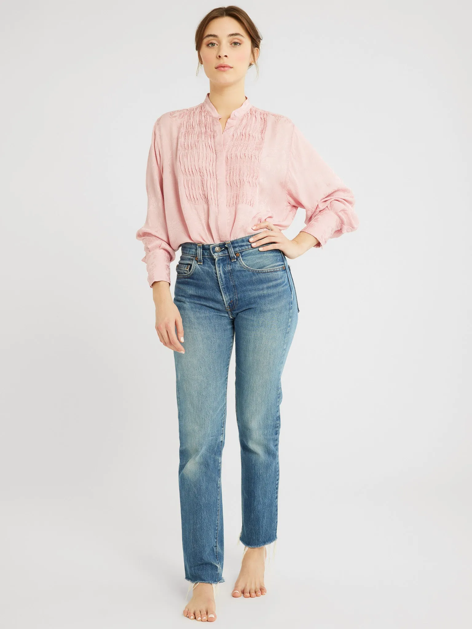 Keaton Top in Pink Jacquard