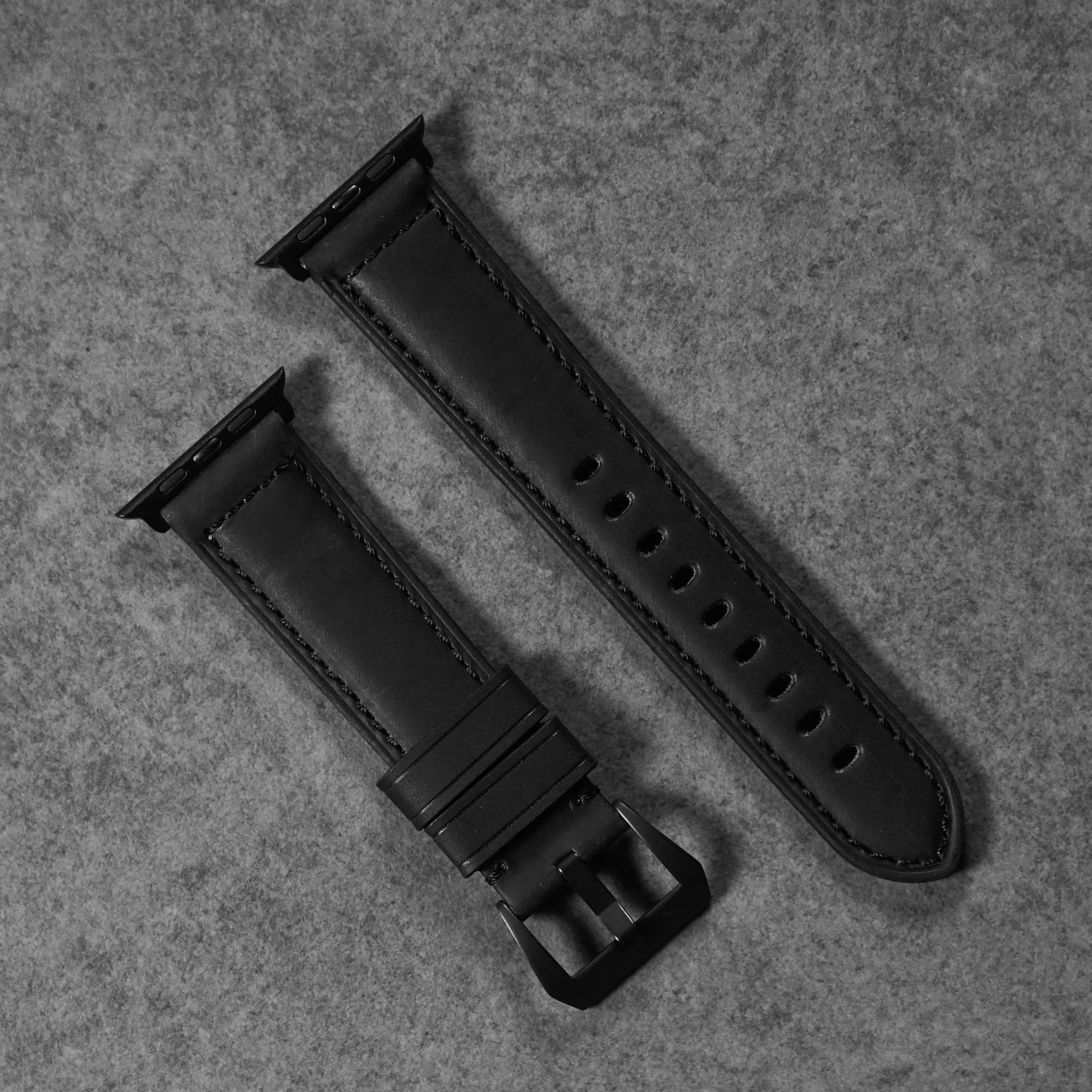 Leather Apple Watch Strap - Matte Black