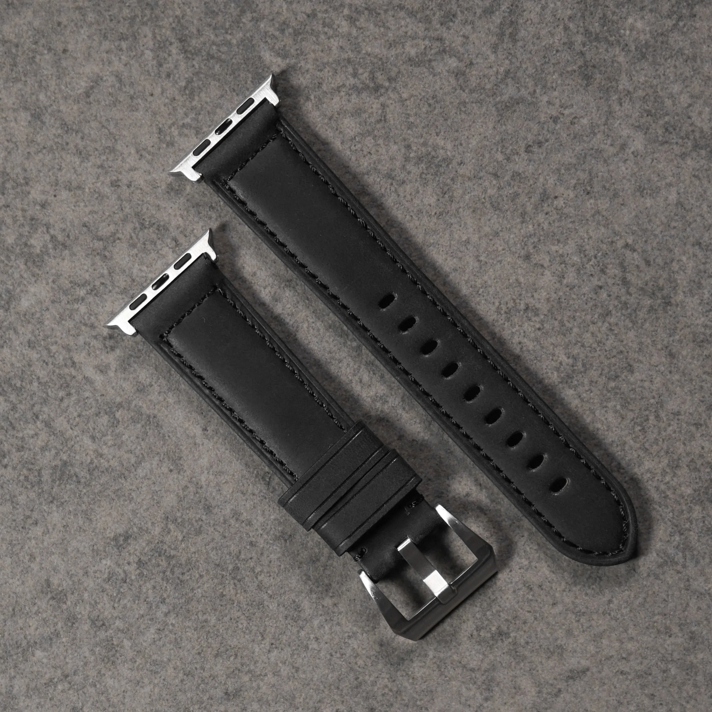 Leather Apple Watch Strap - Matte Black