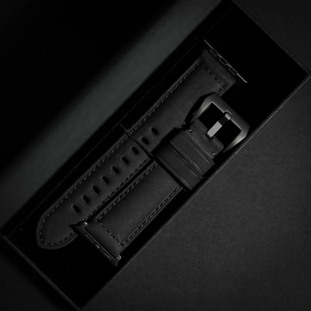 Leather Apple Watch Strap - Matte Black