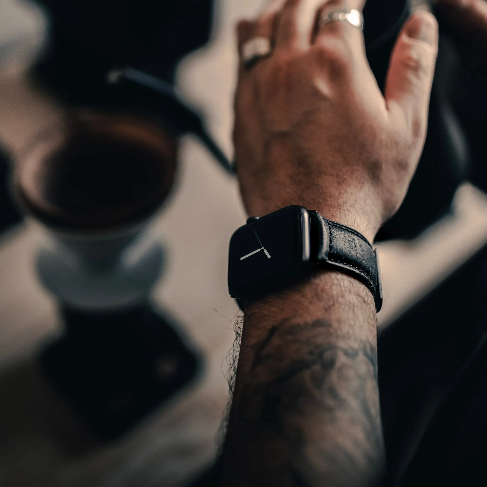 Leather Apple Watch Strap - Matte Black