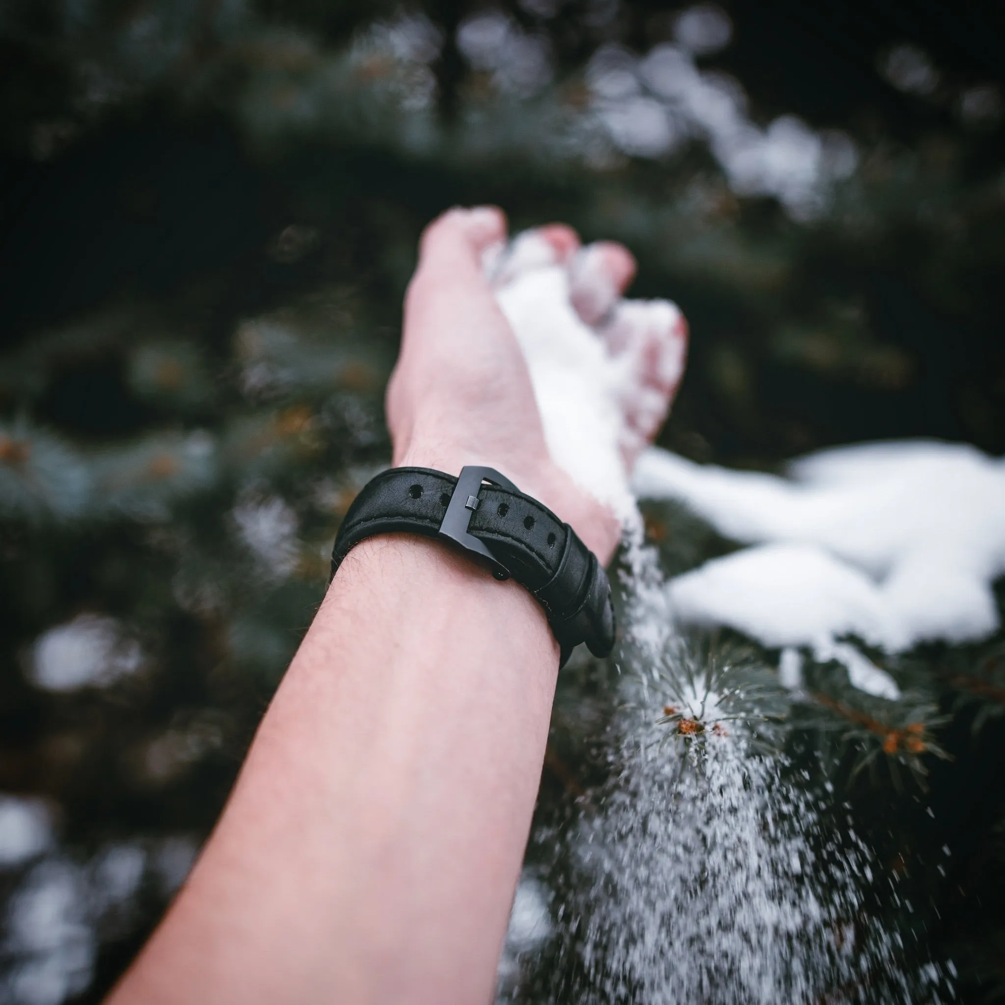 Leather Apple Watch Strap - Matte Black