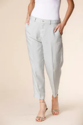 Linda Summer women's chino jogger pants in tencel and linen mat fabric relaxed