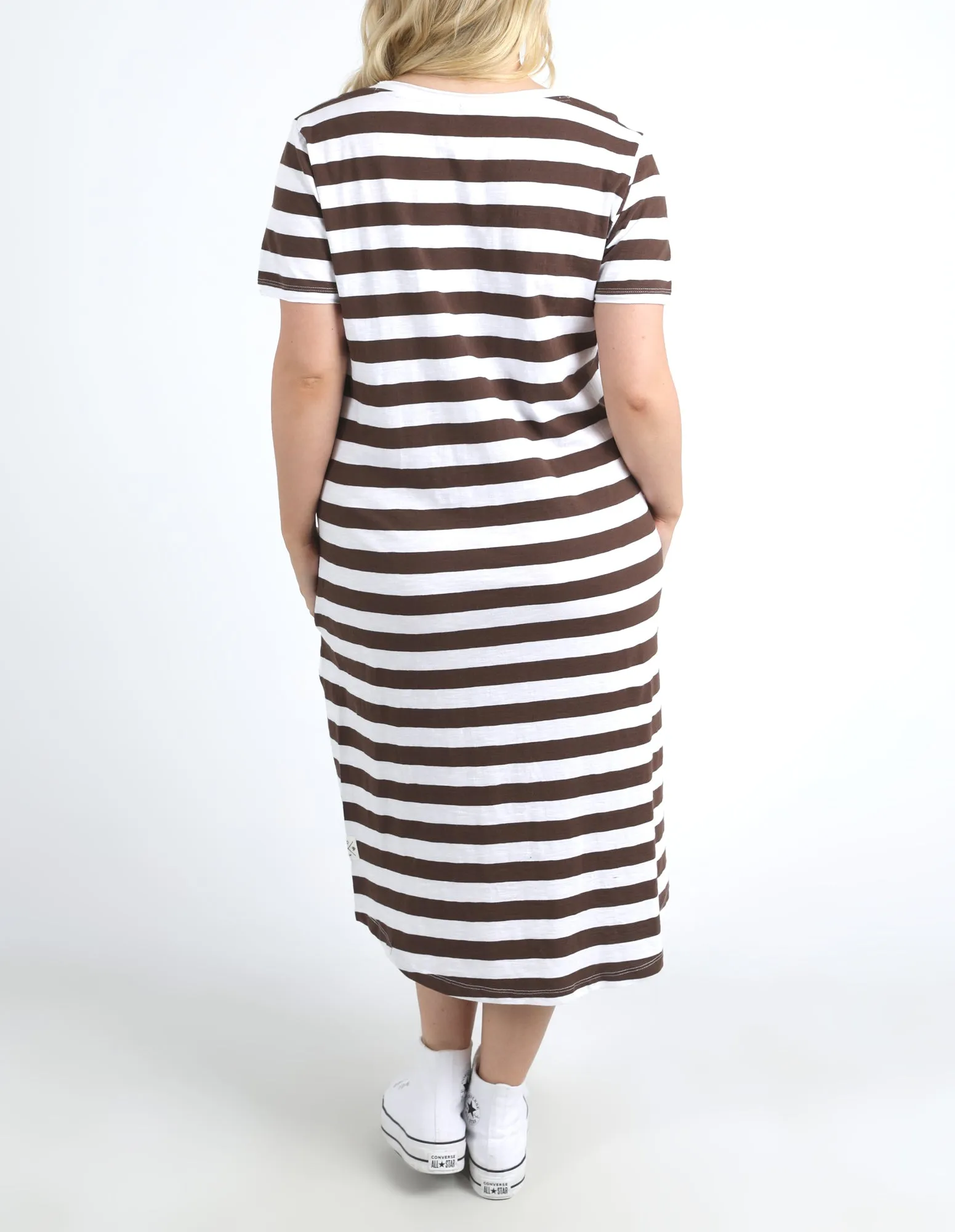 Maeve Midi Dress Stripe Chocolate