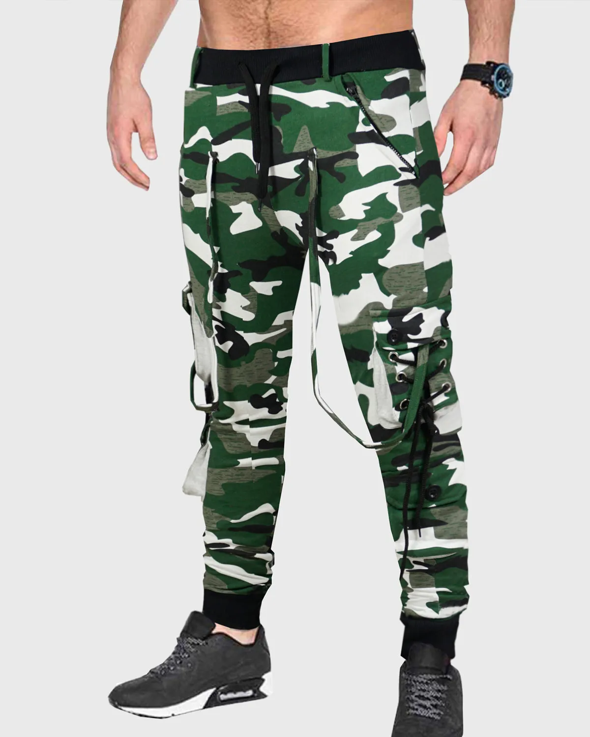 Men Army Camouflage Green-White Cargo Pant