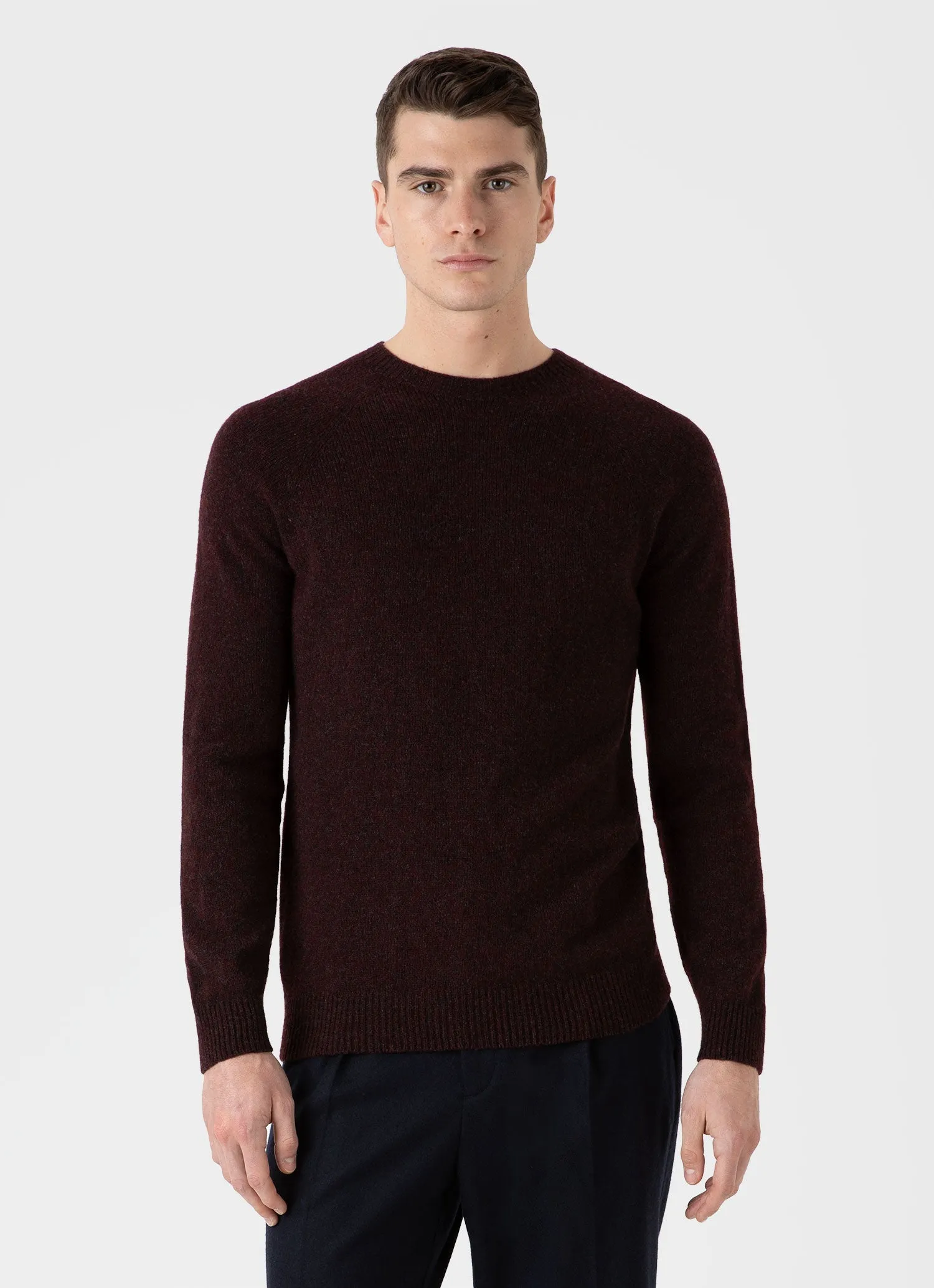 Men's Lambswool Crew Neck Jumper in Port Twist