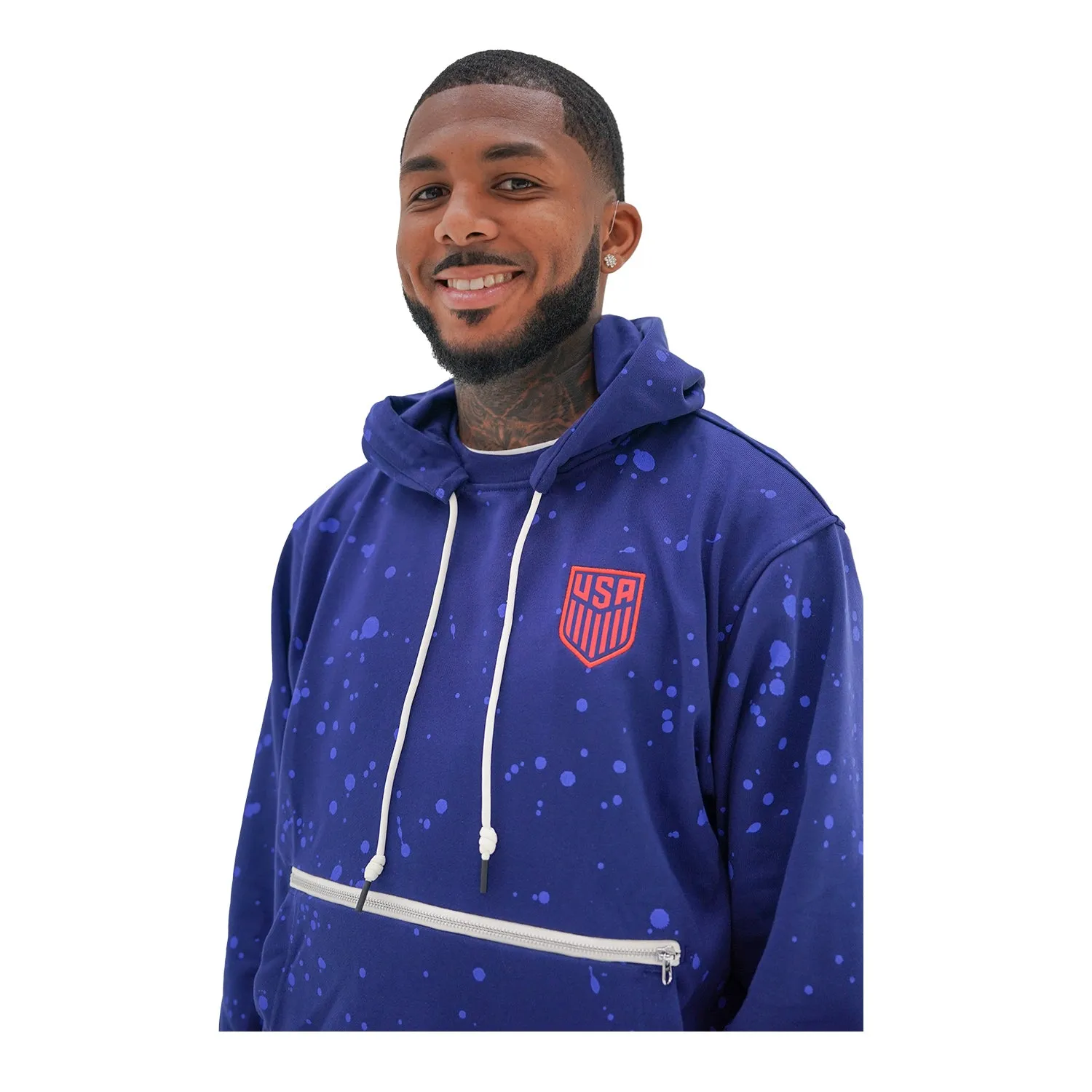 Men's Nike USA 2023 Splatter Crest Blue Hoodie