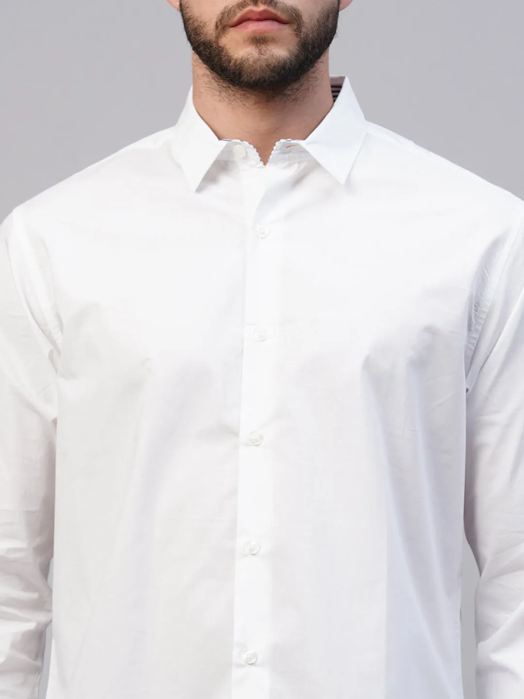 Men's White Cotton Slim Fit shirt