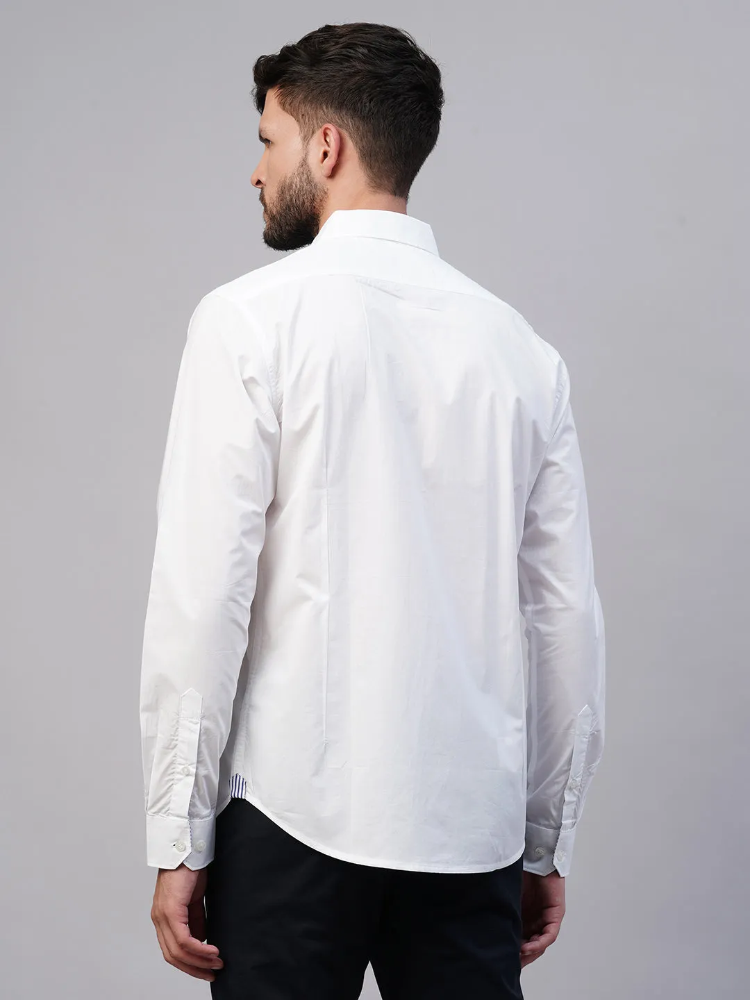 Men's White Cotton Slim Fit shirt