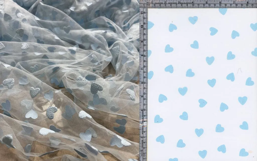 MESH ORGANZA TULLE WITH 3D FOAM GLITTER HEARTS [FWD-MESH220]