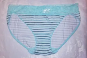 Mint Green Stripe Plus-Size Cotton Underwear - size 1X