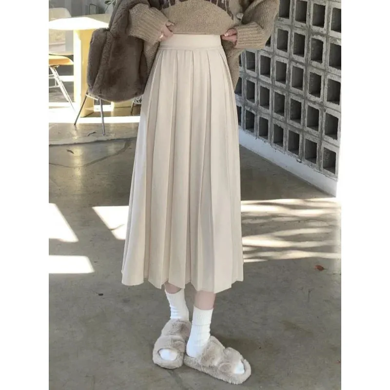 Modest Skirts for Women  Korean Style Long Black Skirt Women's Pleated Skirt Long Skirts for Women Fashion 2023 Dazy  A-LINE