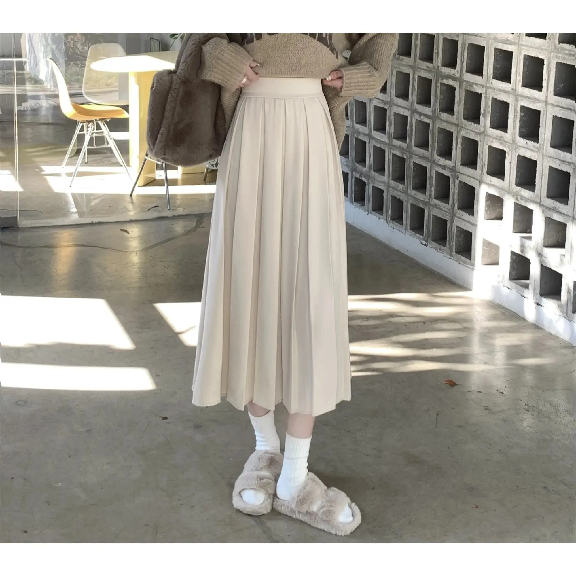 Modest Skirts for Women  Korean Style Long Black Skirt Women's Pleated Skirt Long Skirts for Women Fashion 2023 Dazy  A-LINE