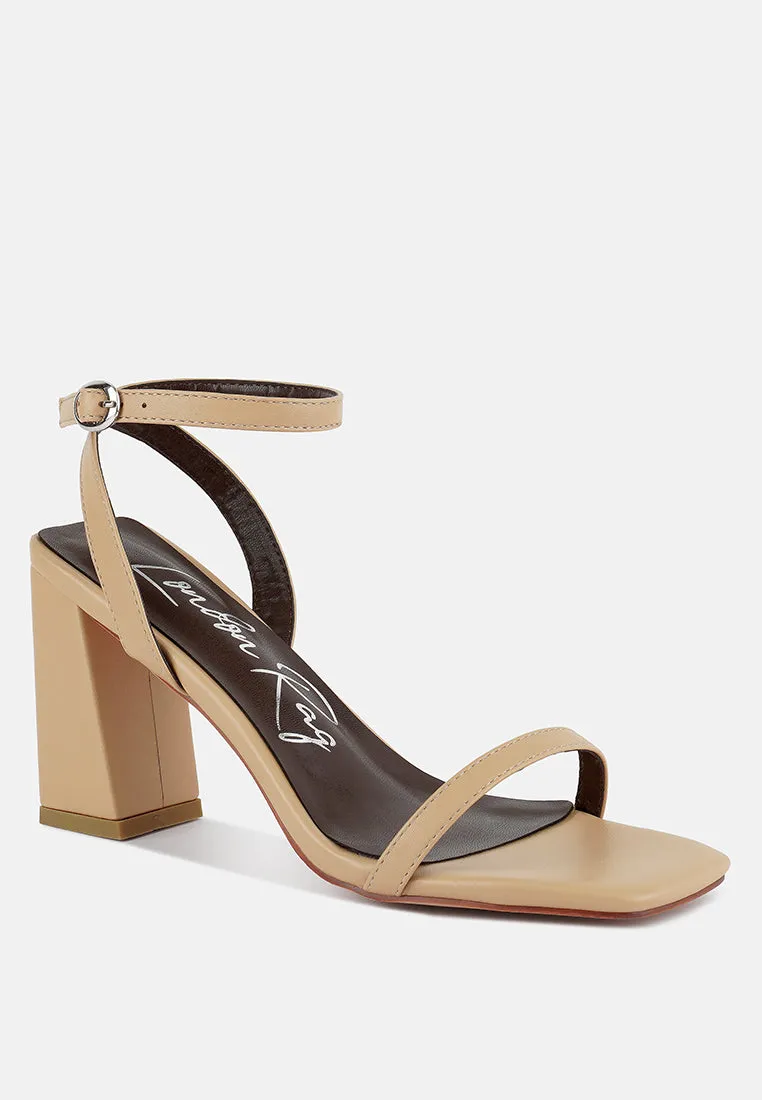 Mooncut Ankle Strap Block Heel Sandals